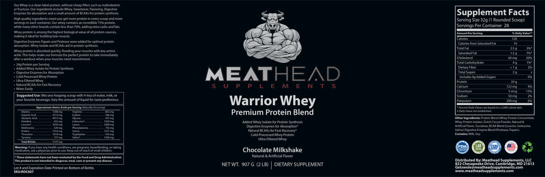 Warrior Whey Protein (Chocolate Milkshake) 2lb